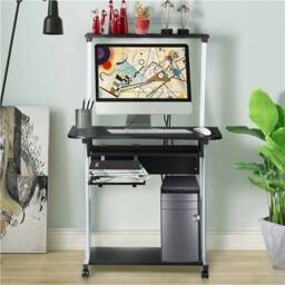 Kelvenix Small Corner Computer Desk w/ Printer Shelf in Black - Size: 0.6m2 - thumbnail 3