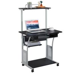 Kelvenix Small Corner Computer Desk w/ Printer Shelf in Black - Size: 0.6m2