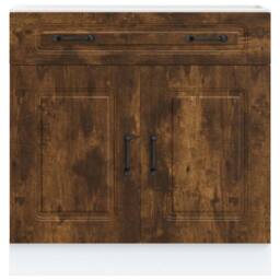 Berkfield Home Kitchen Base Cabinet Kalmar Smoked Oak Engineered Wood in Brown - thumbnail 4
