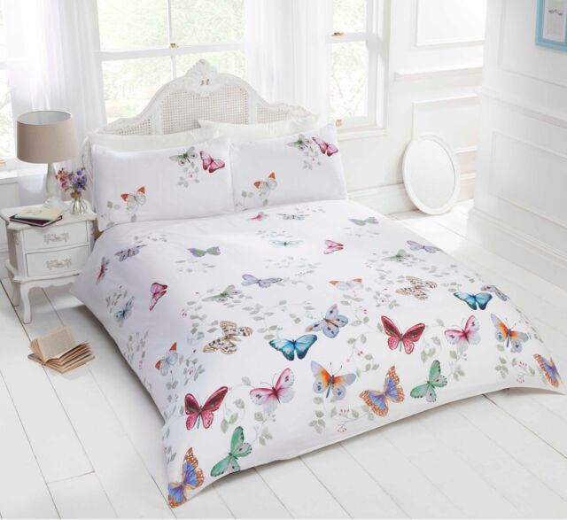 Rapport Home Mariposa Polycotton Duvet Cover Set With Pillowcase in White - Size: King - image 1
