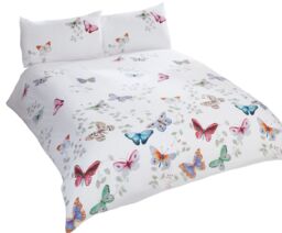 Rapport Home Mariposa Polycotton Duvet Cover Set With Pillowcase in White - Size: King - thumbnail 2