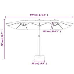 Berkfield Home Elegant Double-Head Parasol Anthracite 449x245 cm in Dark Grey - thumbnail 8