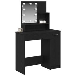 Berkfield Home LED Dressing Table in Black Oak - 86.5 x 35 x 136 cm - thumbnail 3
