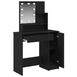 Berkfield Home LED Dressing Table in Black Oak - 86.5 x 35 x 136 cm - thumbnail 5