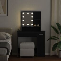 Berkfield Home LED Dressing Table in Black Oak - 86.5 x 35 x 136 cm - thumbnail 4