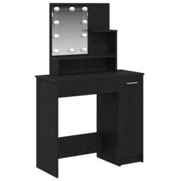 Berkfield Home LED Dressing Table in Black Oak - 86.5 x 35 x 136 cm - thumbnail 2