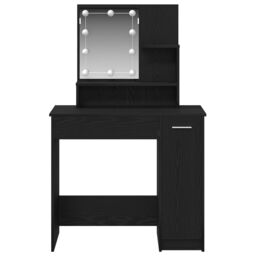 Berkfield Home LED Dressing Table in Black Oak - 86.5 x 35 x 136 cm - thumbnail 7