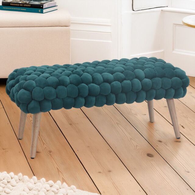 Artemis Home Cushla Bubbly Velvet Large Footstool in Dark Green - image 1