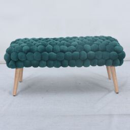 Artemis Home Cushla Bubbly Velvet Large Footstool in Dark Green - thumbnail 2