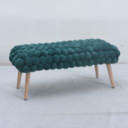 Artemis Home Cushla Bubbly Velvet Large Footstool in Dark Green - thumbnail 3