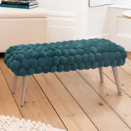 Artemis Home Cushla Bubbly Velvet Large Footstool in Dark Green