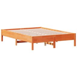 Berkfield Home Bed Frame without Mattress Wax Brown 135x190 cm Double Solid Wood Pine - thumbnail 2