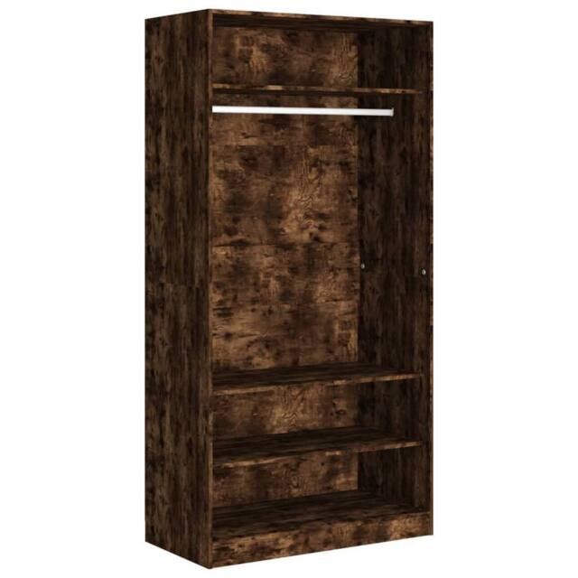 Berkfield Home Wardrobe Smoked Oak 100x50x200 cm Engineered Wood in Brown - Size: 100 x 50 x 200 cm - image 1