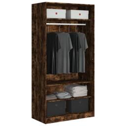 Berkfield Home Wardrobe Smoked Oak 100x50x200 cm Engineered Wood in Brown - Size: 100 x 50 x 200 cm - thumbnail 4