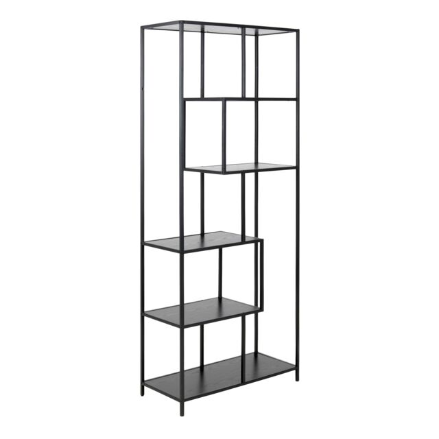Furniture To Go Seaford Tall Black Metal Bookcase with 5 Black Shelves - image 1