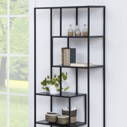 Furniture To Go Seaford Tall Black Metal Bookcase with 5 Black Shelves - thumbnail 6