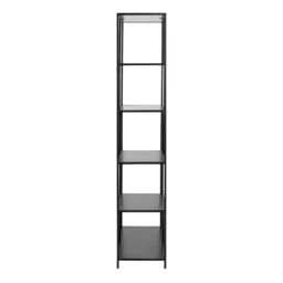 Furniture To Go Seaford Tall Black Metal Bookcase with 5 Black Shelves - thumbnail 3