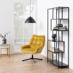 Furniture To Go Seaford Tall Black Metal Bookcase with 5 Black Shelves - thumbnail 4