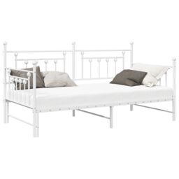 Berkfield Home Daybed Frame with Trundle in White - 90x190 cm Steel - thumbnail 3