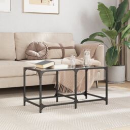 Berkfield Home Coffee Table with Black Glass Top 78.5x40x40 cm Steel