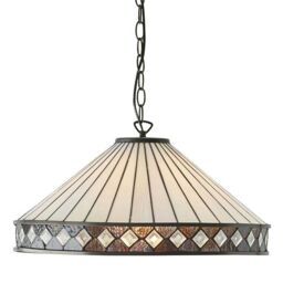 Loops Tiffany Glass Hanging Ceiling Pendant Light Bronze & Natural Simple Shade i00116 in Clear - thumbnail 4