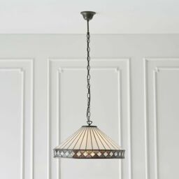 Loops Tiffany Glass Hanging Ceiling Pendant Light Bronze & Natural Simple Shade i00116 in Clear - thumbnail 5