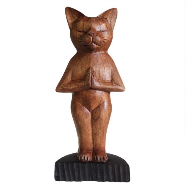 KDMD Handcarved Yoga Cats - Standing in Brown - image 1