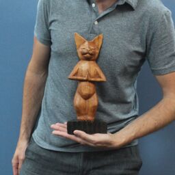 KDMD Handcarved Yoga Cats - Standing in Brown - thumbnail 2