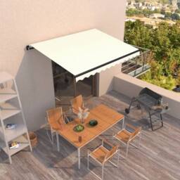 Berkfield Home Manual Retractable Awning 350x250 cm Cream in Beige - thumbnail 1
