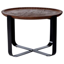Orsina Contemporary Mango Wood Round Table, Stylish Design Round Side Table For Bedroom, Durable Metal Side Table in Brown - thumbnail 3