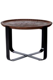 Orsina Contemporary Mango Wood Round Table, Stylish Design Round Side Table For Bedroom, Durable Metal Side Table in Brown - thumbnail 2