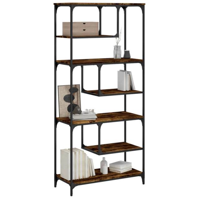 Berkfield Home Decorative Bookcase Smoked Oak 81x36x176 cm Engineered Wood in Brown - Size: 81 x 36 x 176 cm - image 1