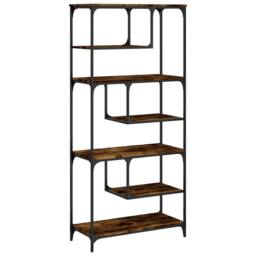 Berkfield Home Decorative Bookcase Smoked Oak 81x36x176 cm Engineered Wood in Brown - Size: 81 x 36 x 176 cm - thumbnail 3