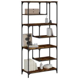 Berkfield Home Decorative Bookcase Smoked Oak 81x36x176 cm Engineered Wood in Brown - Size: 81 x 36 x 176 cm - thumbnail 1