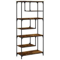 Berkfield Home Decorative Bookcase Smoked Oak 81x36x176 cm Engineered Wood in Brown - Size: 81 x 36 x 176 cm - thumbnail 6