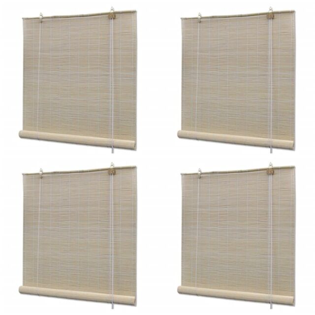 Berkfield Home Bamboo Roller Blinds 4 pcs 120x160 cm Natural in Beige - image 1