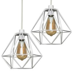 ValueLights Diablo Pair of White Ceiling Pendant Shade - thumbnail 5
