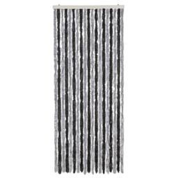 Berkfield Home Fly Curtain Grey & Black 56x200 cm Chenille - thumbnail 3