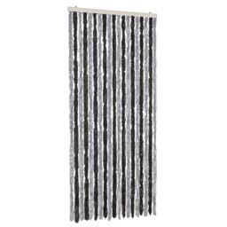 Berkfield Home Fly Curtain Grey & Black 56x200 cm Chenille - thumbnail 2