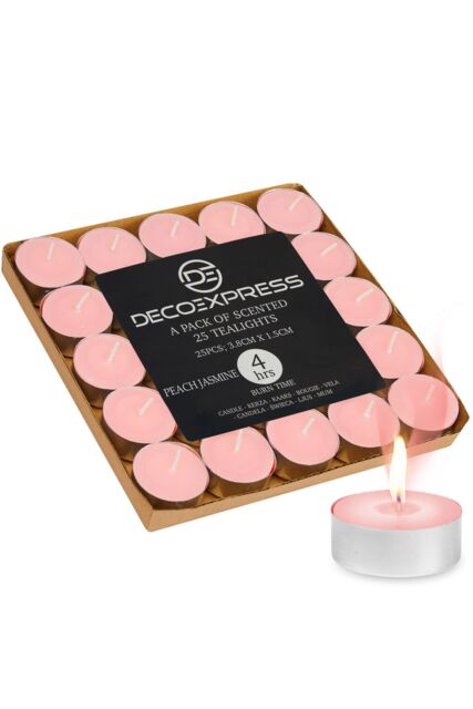 Deco Express Scented 25 Packs Tealights - Peach Jasmine in Orange - image 1
