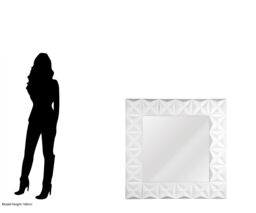 Orsina 3D Effect Wall Mirror with High Gloss Finish in White - thumbnail 5