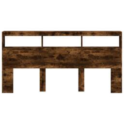 Berkfield Home Headboard Cabinet with LED Smoked Oak 200x17x102 cm in Brown - Size: 200 x 17 x 102 cm - thumbnail 6