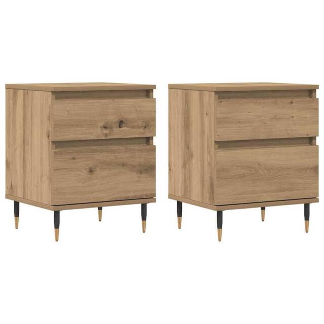 Berkfield Home Bedside Cabinets 2 pcs Artisan Oak 40x35x50 cm Engineered Wood in Brown - Size: 40 x 35 x 50 cm - image 1