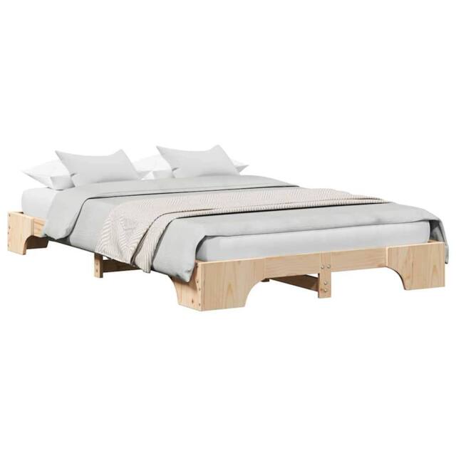 Berkfield Home Stunning Bed Frame Natural Solid Pine wood 120 x 200 cm Durable in Light Tan - image 1