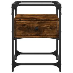 Berkfield Home Bedside Cabinet Smoked Oak 40x40x55 cm Engineered Wood in Brown - Size: 40 x 40 x 55 cm - thumbnail 4