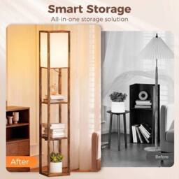 EONLION 4 Layer Column Standing Lamp with USB Ports in Brown - thumbnail 4