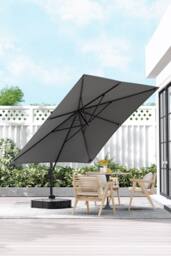 H&O Direct 3m x 3m Square Rotating Outdoor Cantilever Parasol with Plastic Base in Dark Grey - thumbnail 1