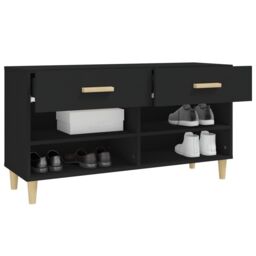 Berkfield Home Shoe Cabinet Black 102x35x55 cm Engineered Wood - Size: 102 x 35 x 55 cm - thumbnail 5