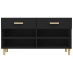 Berkfield Home Shoe Cabinet Black 102x35x55 cm Engineered Wood - Size: 102 x 35 x 55 cm - thumbnail 6