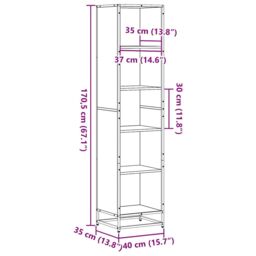 Berkfield Home Book Cabinet Black 40x35x170.5 cm Engineered Wood - thumbnail 9